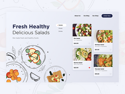 Fresh and Heathy delivery app design food food app food site interface salad takeout ui ux ux designer web website