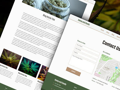 Blog and Contact Us Page Design for Hemp and Seeds Online Store