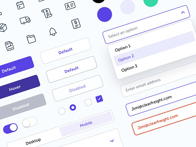 UI element - clearfreight button color component component library dashboard design designsystem dropdown enterprise forms icon inspiration tabs toggle ui uidesign web