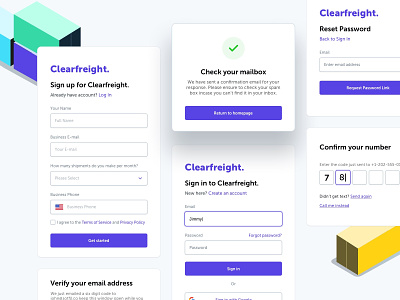 Clearfreight - sign up components