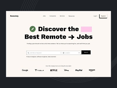 Remotely landing page 2022 design hire inspiration job landing page remote startup ui web webdesign website