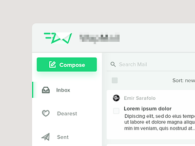 Sneak peek of email app app desktop materialdesign e mail forms uiux green icon inbox flat gui mail 2017 pantones color ui mac compose ux web client