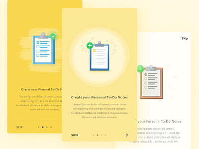 Onboarding Illustrations mobile - iOS design inspiration onboarding empty mobile illustration flat clipboard ios guide page space how it works icon intro ui notes app register on boarding trend student icon color tutorial guide illustration walkthrough education note web signup minimal
