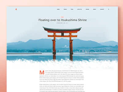 Cortana - Article clean travel design japan ux layout article minimal minimalist red web retro simple blog website ui