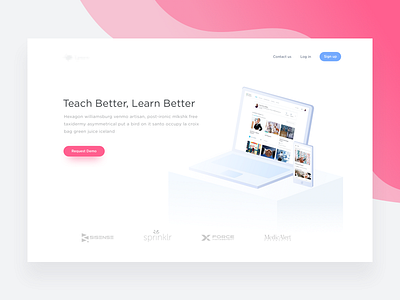 Landing Page - Learning Management System ai artificial intelligence edu tech edu web product home ios isometric iphone illustration landing page laptop mobile website learn hero ux learning sign up macbook android ui machine learning mobile desk education product sketch icon tech app minimal
