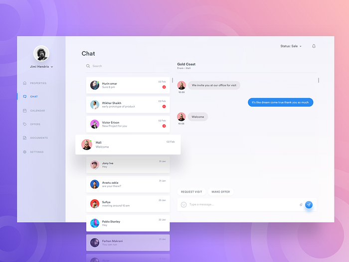 💬Chat - Property dashboard by Iftikhar Shaikh for Inara Studio on Dribbble