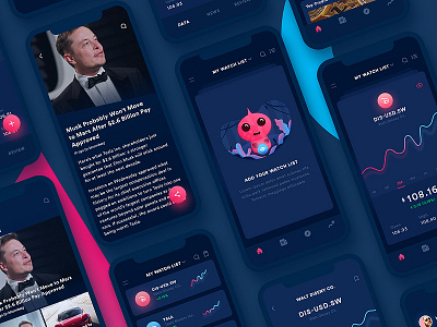 Trading App - Empty state 404 ui chart ux charts cute clean illustration empty space material empty states gradient stock exchange graph uidesign ios 11 trading minimal uxdesign news mobile log in sign up tesla app user interface flat design