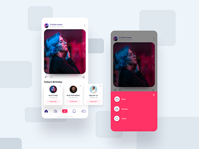 Social iOS App android app card design developement feed friend icon inspiration ios layout mobile notification chat profile social typogaphy ui user interface ux
