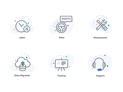 Features Icons admin ml ai auto parts automotive icon crm saas design empty states gradient iconography icons design illustration illustrator inspiration landing page mobile ux saas crm shopmonkey support data vector web app web icon