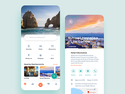 Travel iOS App adventure tour experience user food app friend profile hotel app inspiration interaction interface visual mobile navigation bar nearby direction website restaurant hotel shoping travel guide trip planner ui email icon call user chat 分享 sos 图标 ux 插图 nearby 设计