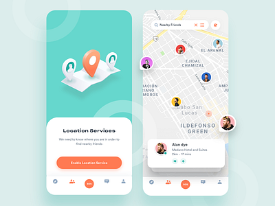 Find Friends 3d app design illustration inspiration ios location mobile permission product travel ui ux