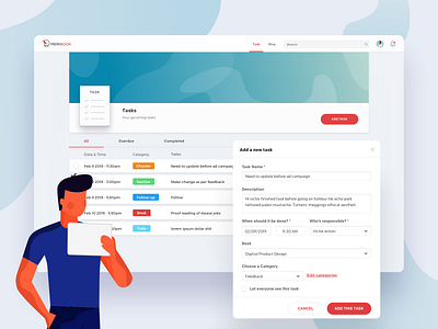 Meribook - Tasks admin app card design empty states gradient icons illustration inspiration mobile product productivity saas tasks tech ui ux web webdesign website