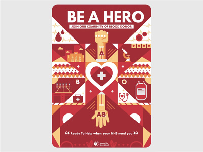 Be a Hero blood donation geometric design graphic design illustration poster vector