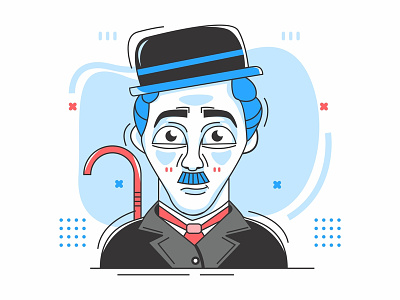 Charlie Chaplin design flat design illustration potrait vector