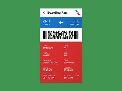 Daily UI #024 – Boarding Pass boarding pass dailyui dailyui 024 design ui uidesign
