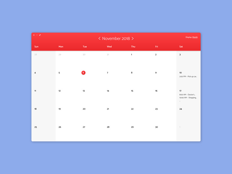 Daily UI #038 – Calendar by Odin Aerni on Dribbble