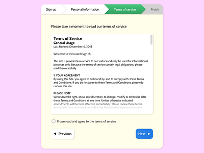 Daily UI #089 – Terms Of Service