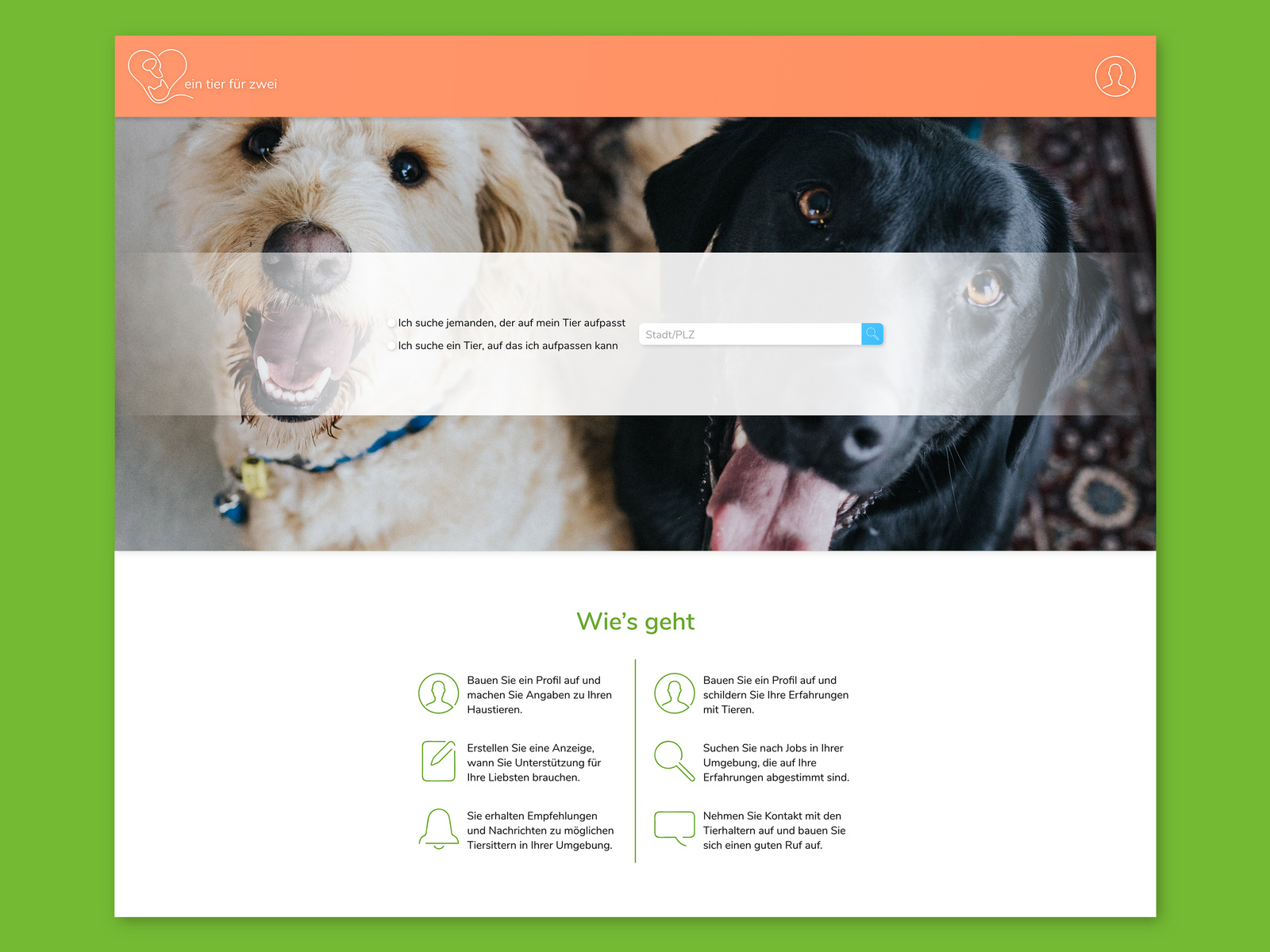 Animal Sharing Platform Ein Tier Fur Zwei Website Design By Odin Aerni On Dribbble