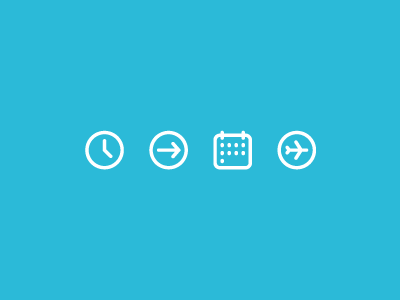 Stroke Icons arrow blue calendar clean clock flat icon minimal plane stroke travel white