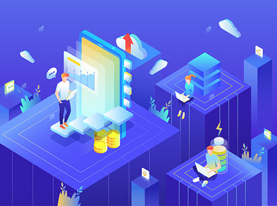 2.5D isometric technology Internet data business flat vector ill 2.5d business data design flat illustration internet isometric technology ui vector