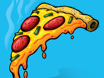 Pizza cartoon cheesy comic digital art drawing editorial illustration food illustration pepperoni photoshop pizza