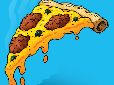 Sausage Pizza cartoon cheesy comic digital art drawing editorial illustration food illustration pepperoni photoshop pizza sausage