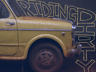 Riding Dirty car digital art drawing editorial illustration illustration lettering photoshop retro typography