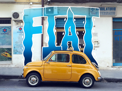 Fiat car digital art drawing editorial illustration illustration lettering photoshop retro typography