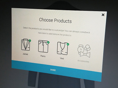 Product Customization options popup ui user interface