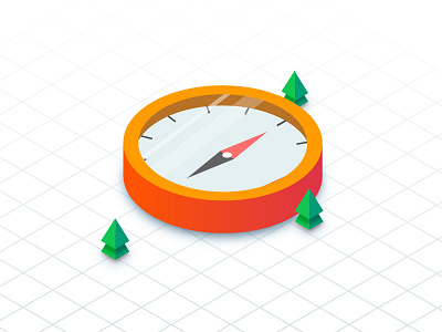 Compass icon illustration isometric