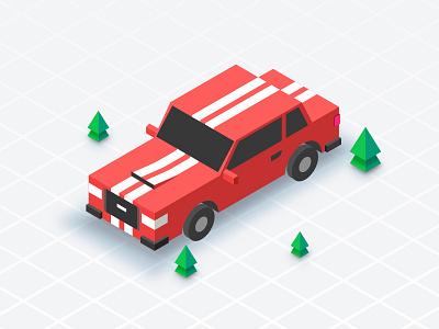 Car car icon isometric racing red