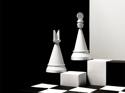 A lonely pair chess paper paperart papercraft tactile design