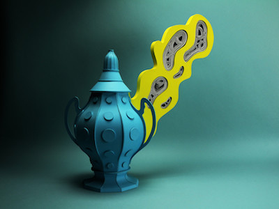 Ectoplasmic urn. craft illustration paperart papercraft shadow tactile design vase