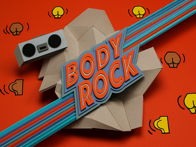 Body Rock 80s butts funky paper papercraft retro tactile design
