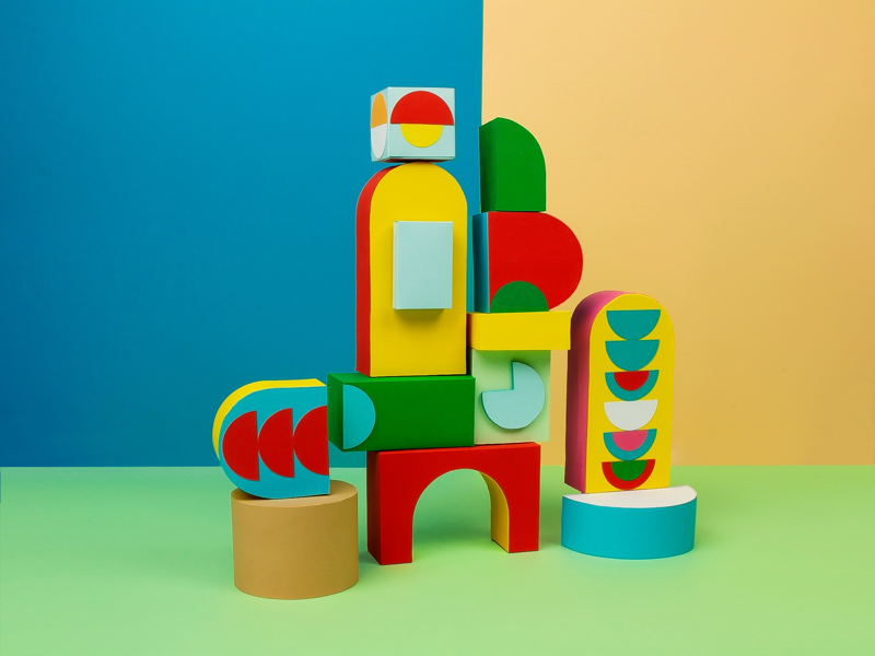 Playtime 2 tactile kids stuff building blocks handmade set design papercraft paperart