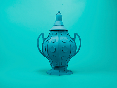 Blue urn art craft design handmade paperart papercraft sculpture vase
