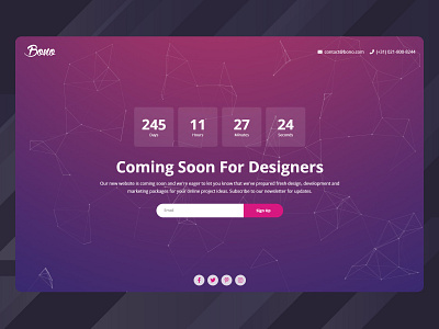 Bono - Coming Soon Page Pack Page HTML Template bootstrap coming soon counter html html template landing page launch