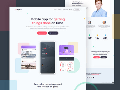 Sync - Mobile App Landing Page Template html template landing page template mobile app landing page website template