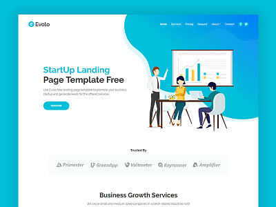 Evolo - Free Startup HTML Landing Page Template bootstrap 4 business company consulting contact form html landing page projects responsive software startup template