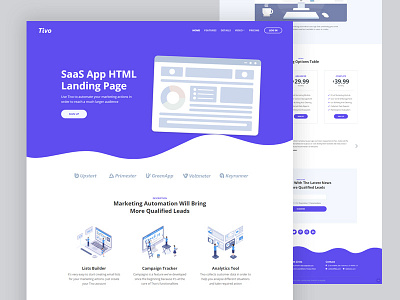 Tivo - Free SaaS App HTML Landing Page Template bootstrap free html landing page saas app software template
