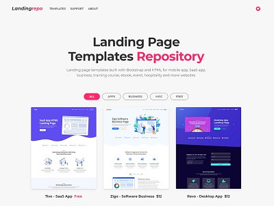 Landingrepo - Landing Page Templates Repository apps bootstrap business free html landing page redesign responsive saas templates