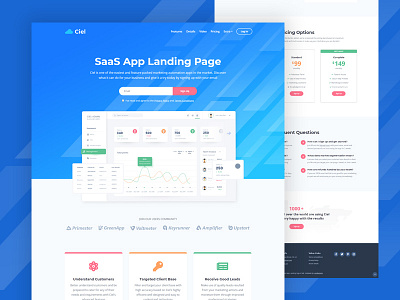 Ciel - SaaS App Landing Page HTML Template application bootstrap business cloud html template landing page log in responsive saas app sign up software startup web app