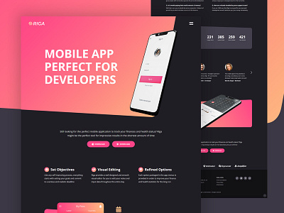 Riga - Mobile App Landing Page HTML Template android app apple application bootstrap business company html html template ios iphone landing page mobile app responsive software startup