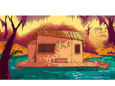 Suttree's Shack 2d art americana animation art artist background design concept art design digital art illustration illustrator