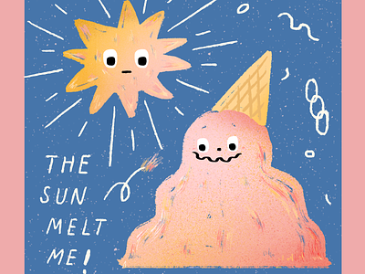 The Sun Melt me! blue decorate design doodle doodle art doodleaday eyes ice cream illustration melt pink sun