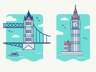London Icons big ben buildings city history icons illustrio london tower bridge uk