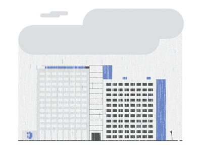 Jakobsplan Blue Dribbble animation arquitecture bauhaus blue building clouds gif illustration rain vector weather winter