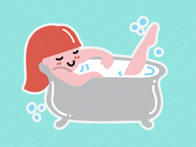 Treat Yo Self bath bathtub character cute girl illustration relax sticker