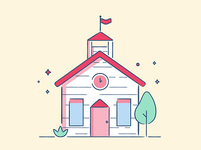 Small School building education house icon illustration learning school vector