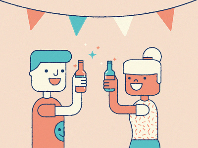 Flat party beer drinks flat friends illustration label party summer vector